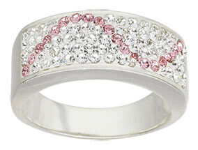 Finished ring with rhinestone embellishments